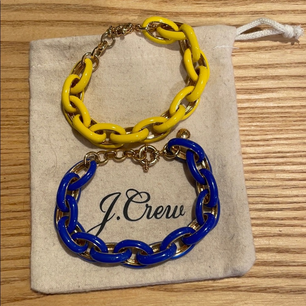Blue and Yellow J. Crew Link Bracelets